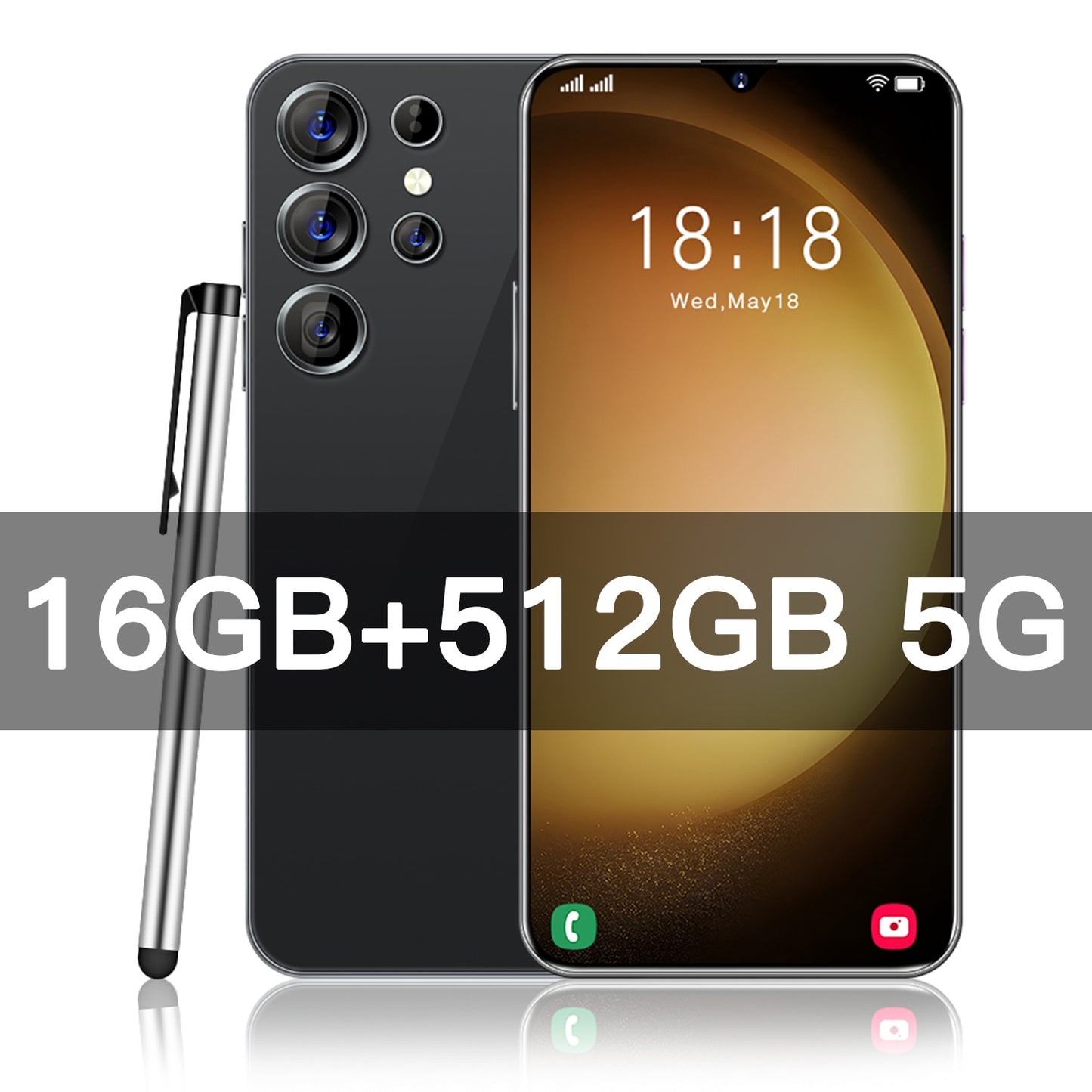 Global Version S23 Ultra Smartphone 16+1TB Full Screen Mobile Phone 7.3 Inch Cellphone 48MP+108MP Camera 7800mAh Android13