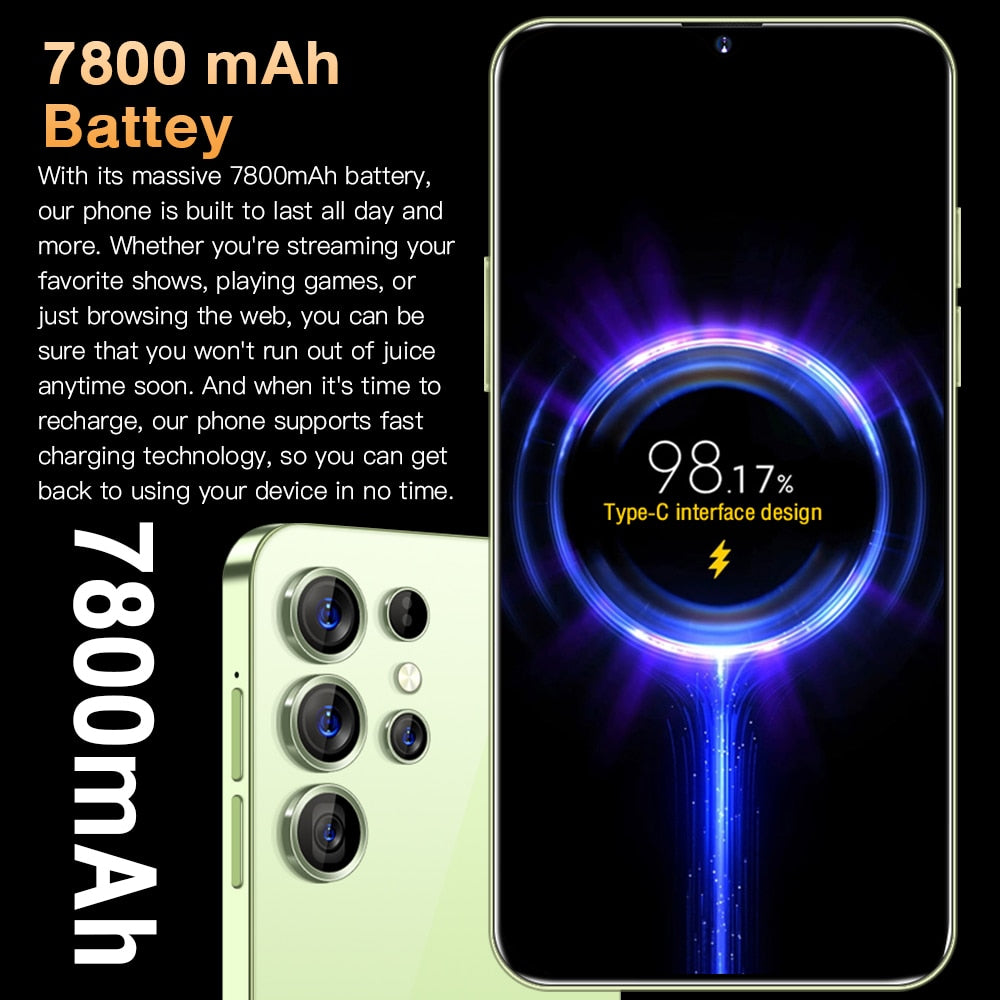 Global Version S23 Ultra Smartphone 16+1TB Full Screen Mobile Phone 7.3 Inch Cellphone 48MP+108MP Camera 7800mAh Android13