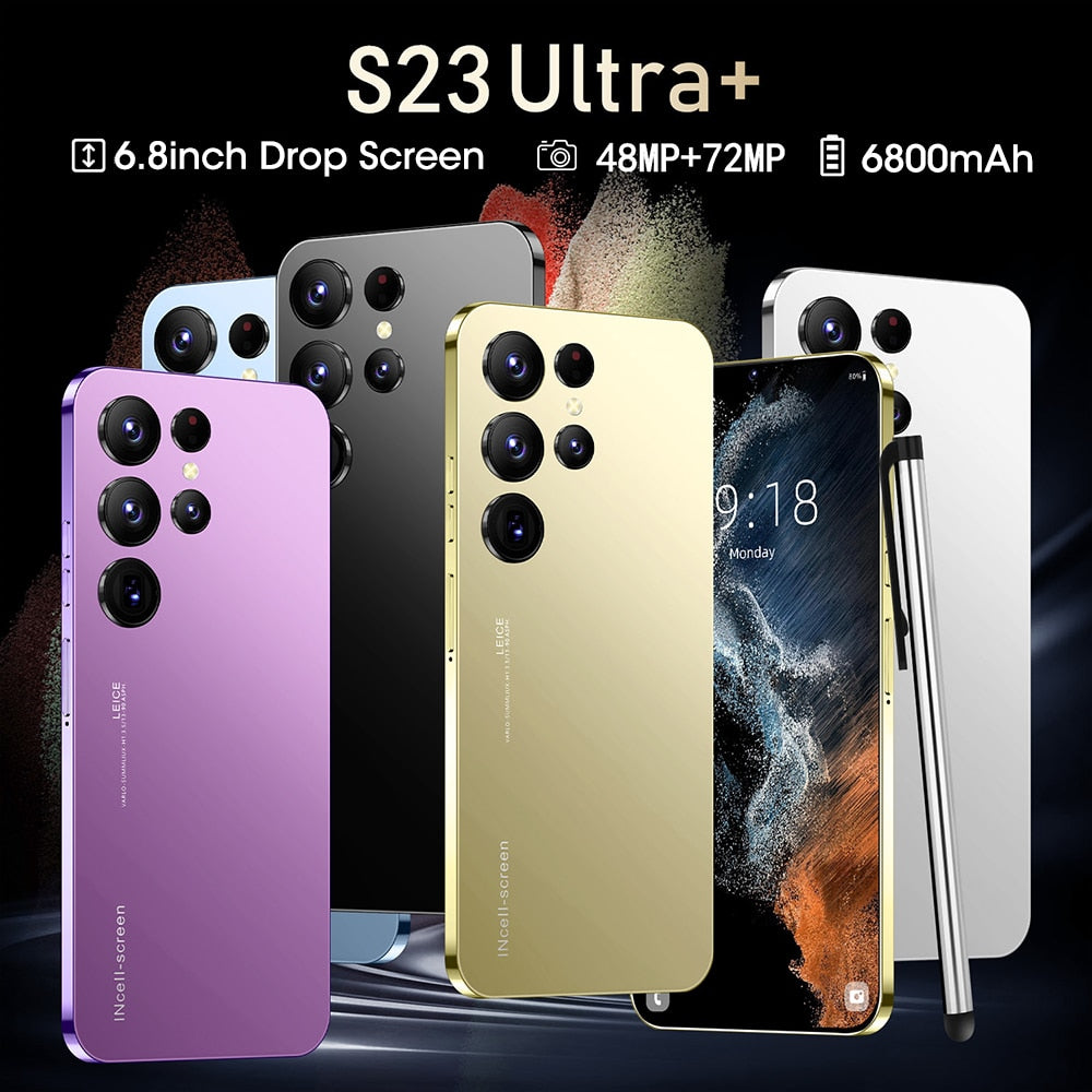 S23 Ultra Brand New Android Smartphone 6.8 Inch 16GB+1TB HD Full Screen Face ID Mobile Phone Global Version 3G 4G 5G Cell Phone