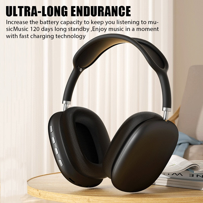 New P9 Wireless Bluetooth Headphones Noise Cancelling with Microphone Pods Over Ear Sports Gaming Headset for Apple iPhone